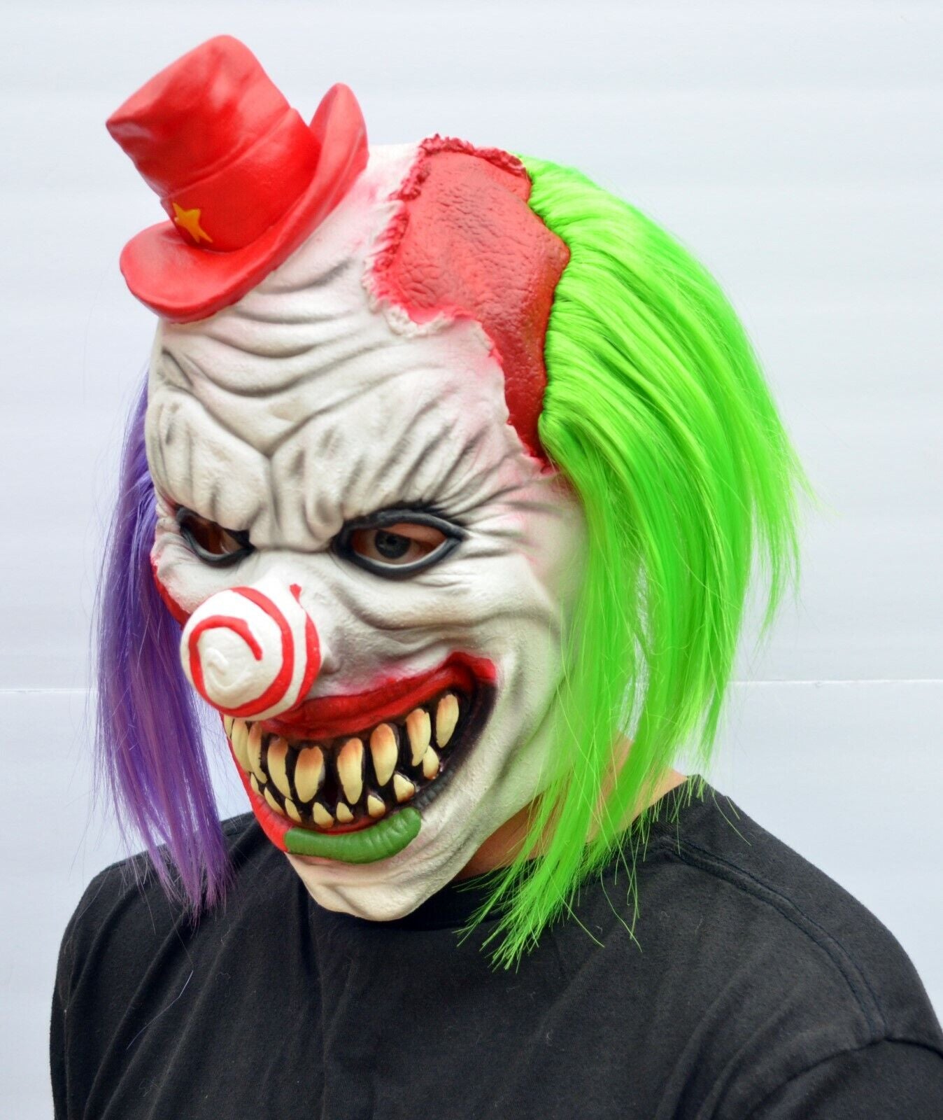 Scary Halloween Clown Mask with Hair Costume Party Cosplay Jokester Psycho Clown