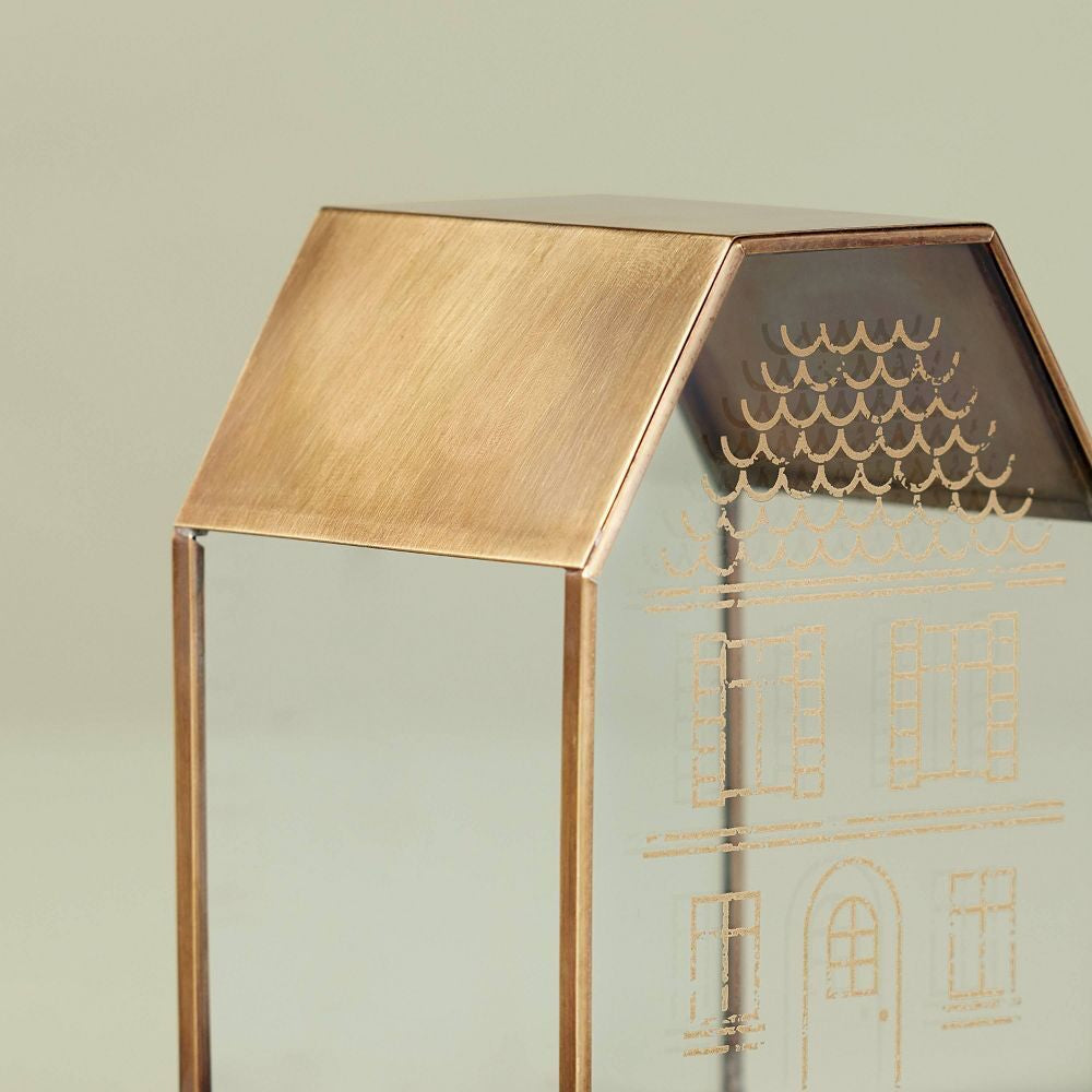 Decorative Glass & Brass Christmas Houses (Set of 3) - Hearth & Hand With