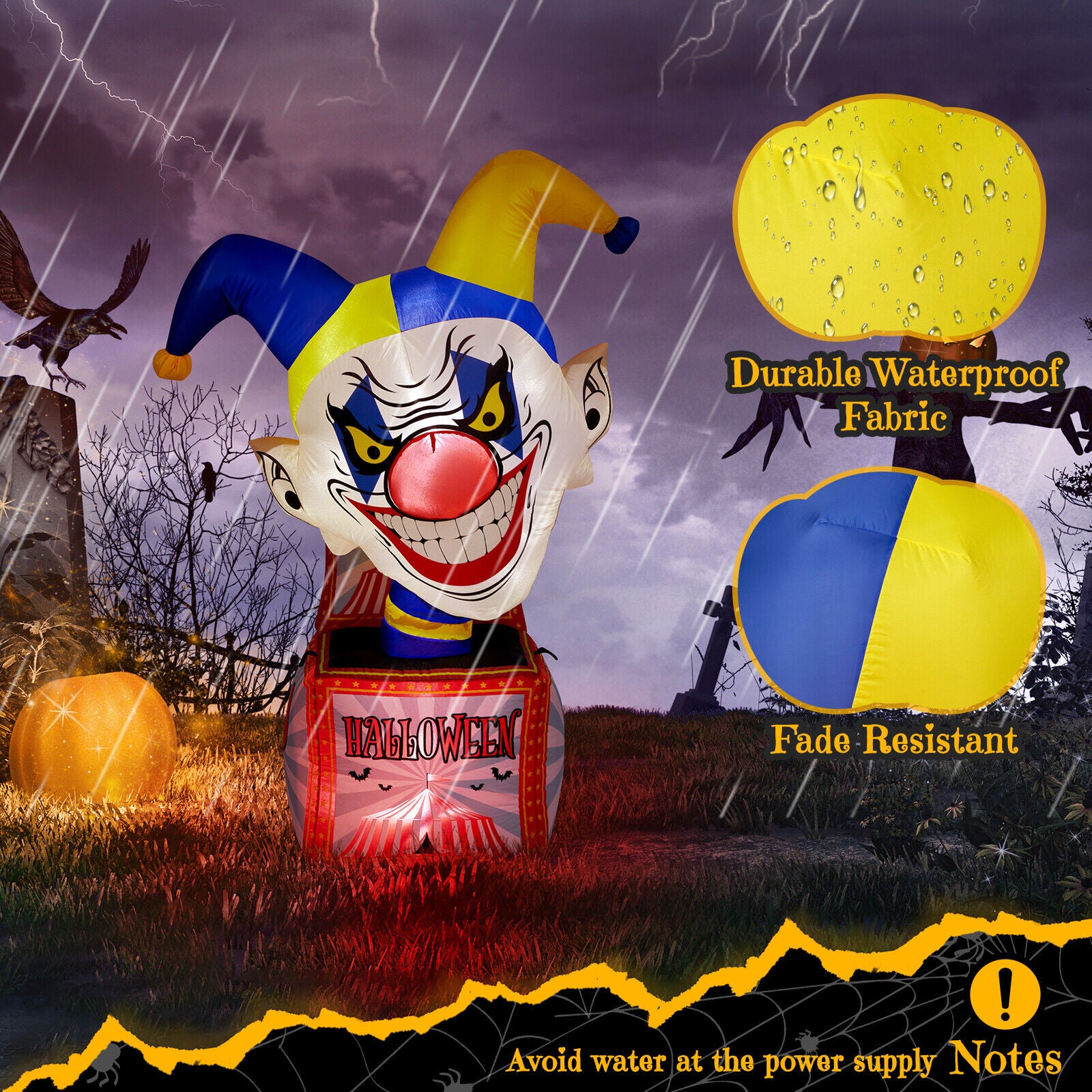 4FT Halloween Inflatable Circus Clown Box Outdoor Decorations Blow up Yard Decor