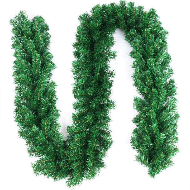 9FT Christmas Garland Artificial Wreath Ornaments Xmas Tree Home Rattan Decor US
