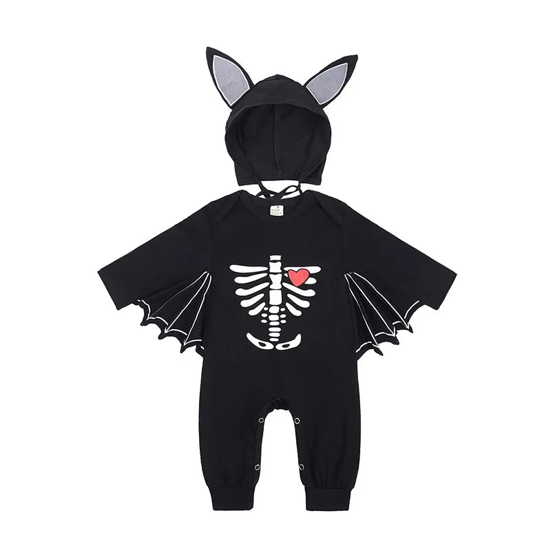 Halloween Baby Costume Pumpkin Head Skull Bones Infant Costume Bat Romper Baby Jumpsuit Suit 2Pcs Clothes Newborn Jumpsuit 0-24M