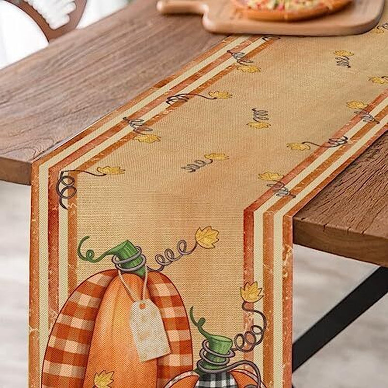 Orange Fall Table Runner, Autumn Thanksgiving Harvest Pumpkin Table Runners