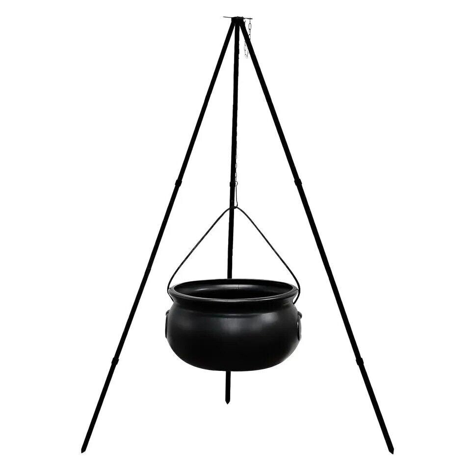 Halloween Decor Outdoor -Large Witches Cauldron on Tripod with LED Light Yard US