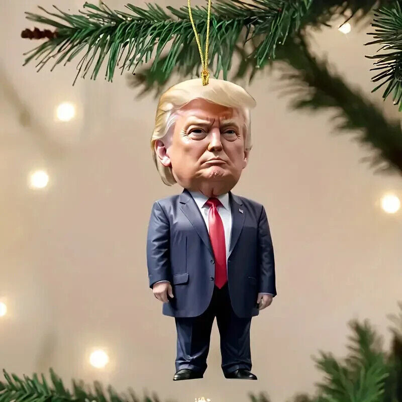 Patriotic Donald Trump 2024 Christmas Ornament ,Ceramic Tree Decor, Holiday Gift