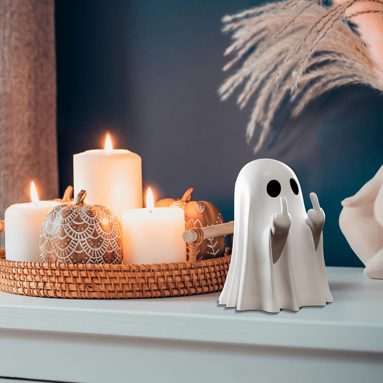 Halloween Cute Ghost Figurine Spooky Resin Statue Decoration Home Tabletop Decor