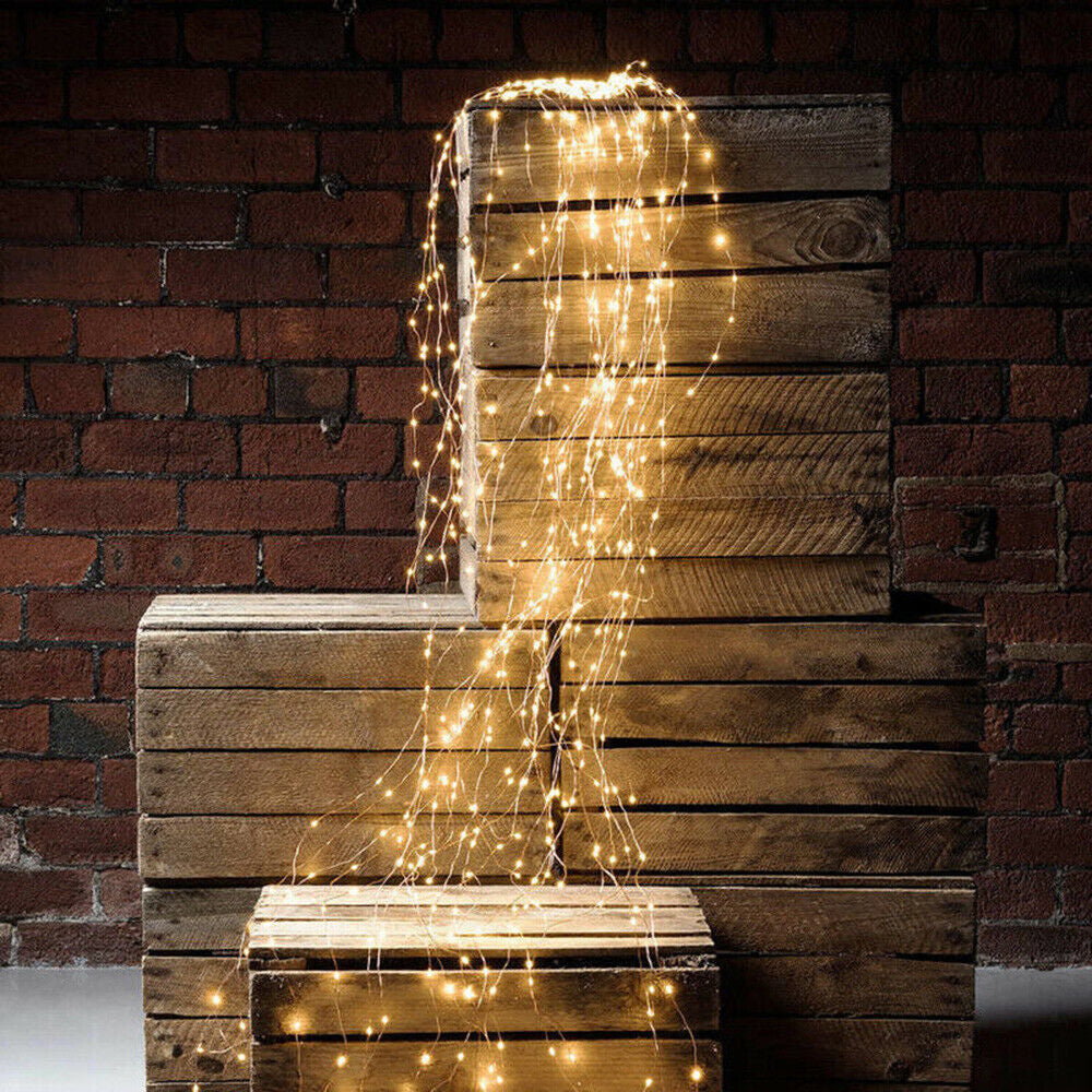 Solar Led String Lights Outdoor Waterfall Fairy Icicle Lamp Garden Halloween