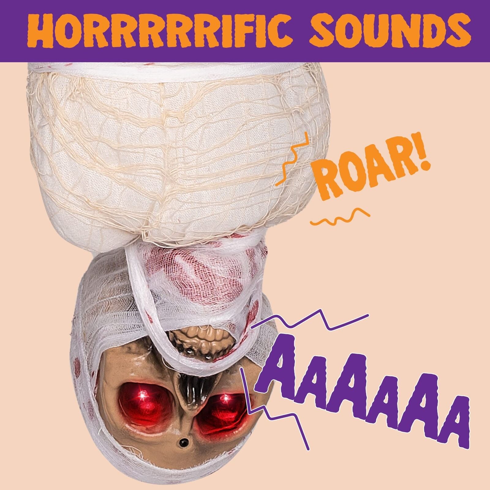 Halloween Animatronic Hanging Corpse with LED Light up Eyes & Sound Effect