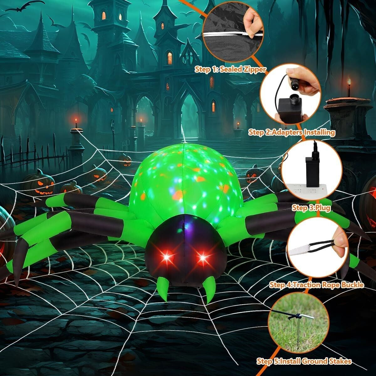 9FT Halloween Inflatable Outdoor Decorations Blow up LED Yard Decor Decoration