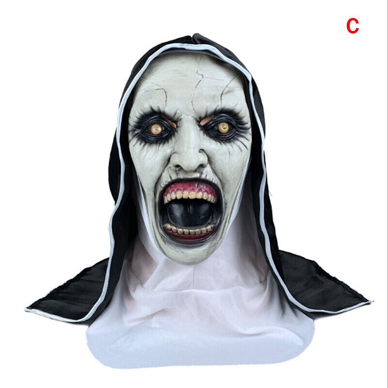 Scary Cosplay the Nun Full Face Halloween Mask Costume Horror Creepy Party Props