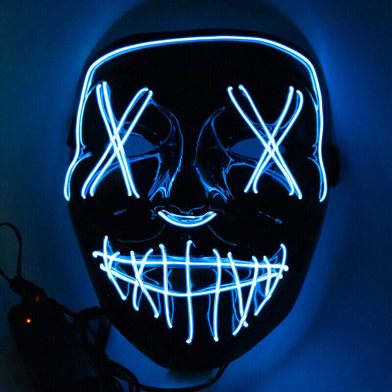 Costume Halloween Face Mask LED Light up 3 Modes Cosplay Clubbing Party Purge