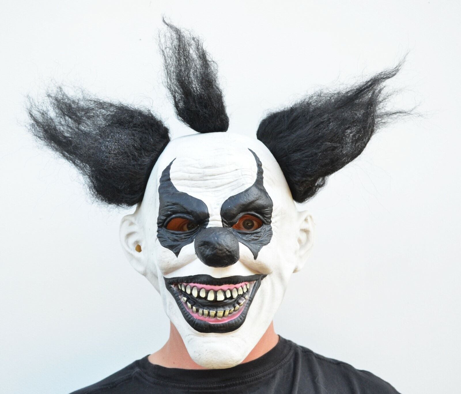 Scary Halloween Clown Mask with Hair Costume Party Black & White Clown
