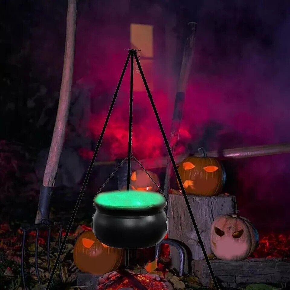 Halloween Decor Outdoor -Large Witches Cauldron on Tripod with LED Light Yard US