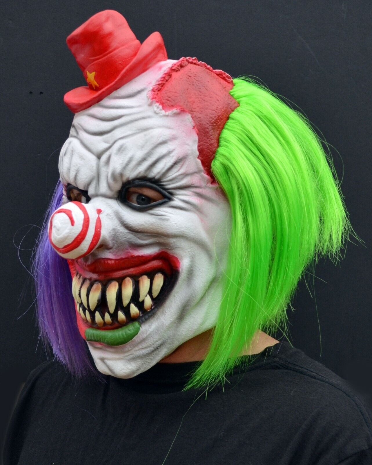 Scary Halloween Clown Mask with Hair Costume Party Cosplay Jokester Psycho Clown