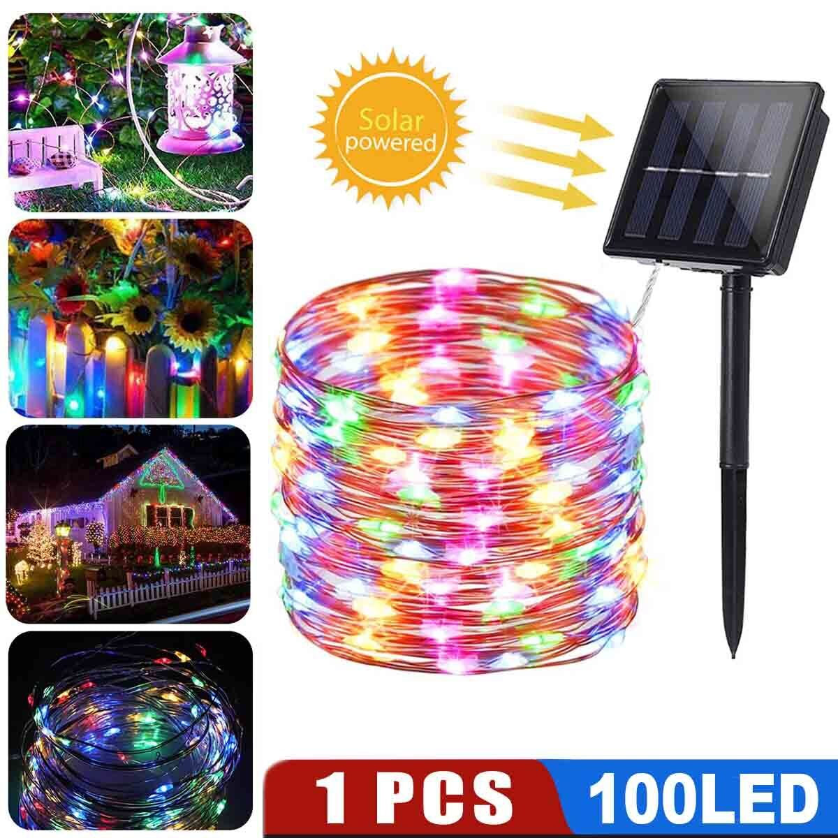 100 LED Solar Power String Fairy Lights Garden Outdoor Party Christmas Lamp
