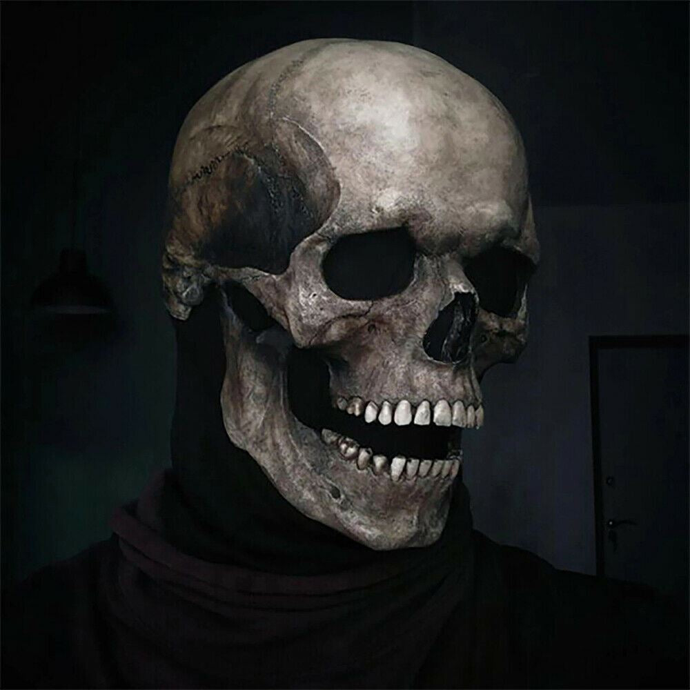 Halloween Skull Mask Full Head Helmet Movable Jaw Horror Party Pro Scary US 2022