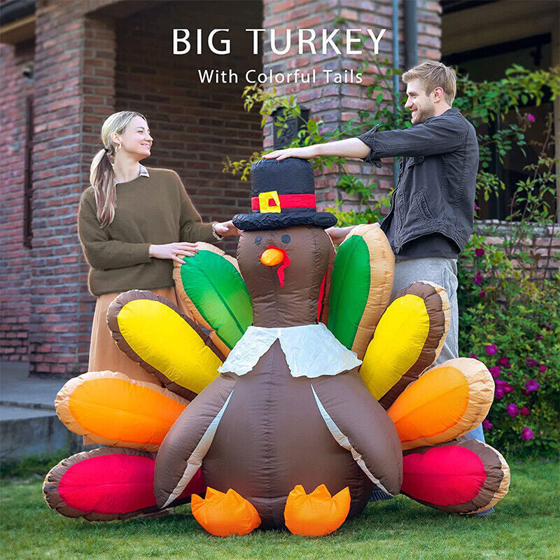 5Ft Inflatable Turkey LED Lighted Airblown Thanksgiving Outdoor Yard Decoration