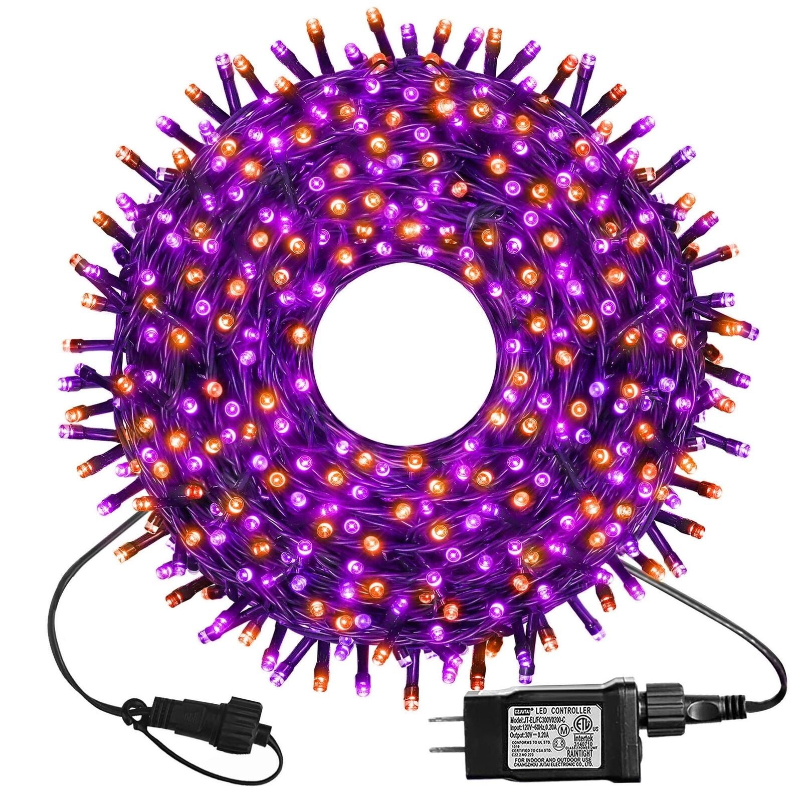 300 LED Orange&Purple Halloween Lights 99FT Connectable 8 Lighting Modes with M