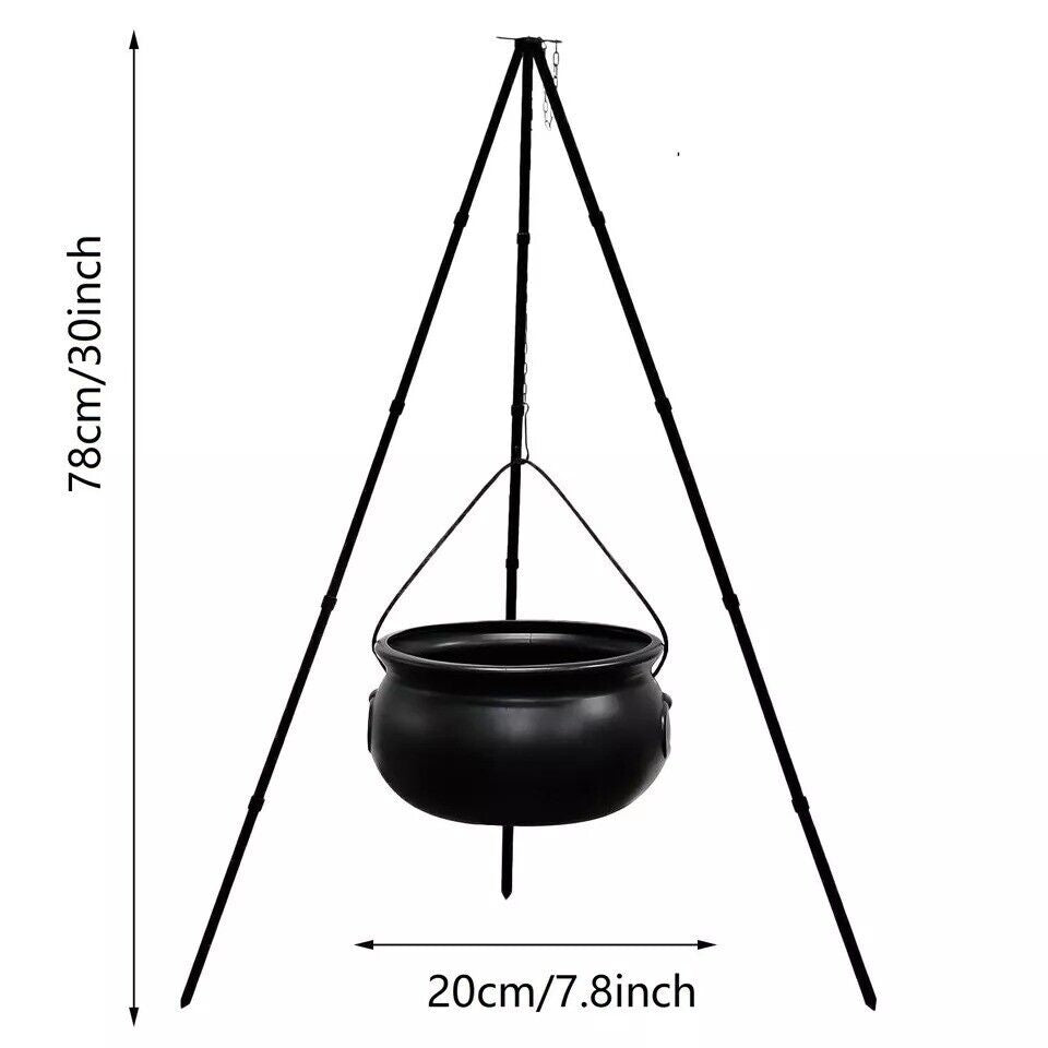 Halloween Decor Outdoor -Large Witches Cauldron on Tripod with LED Light Yard US