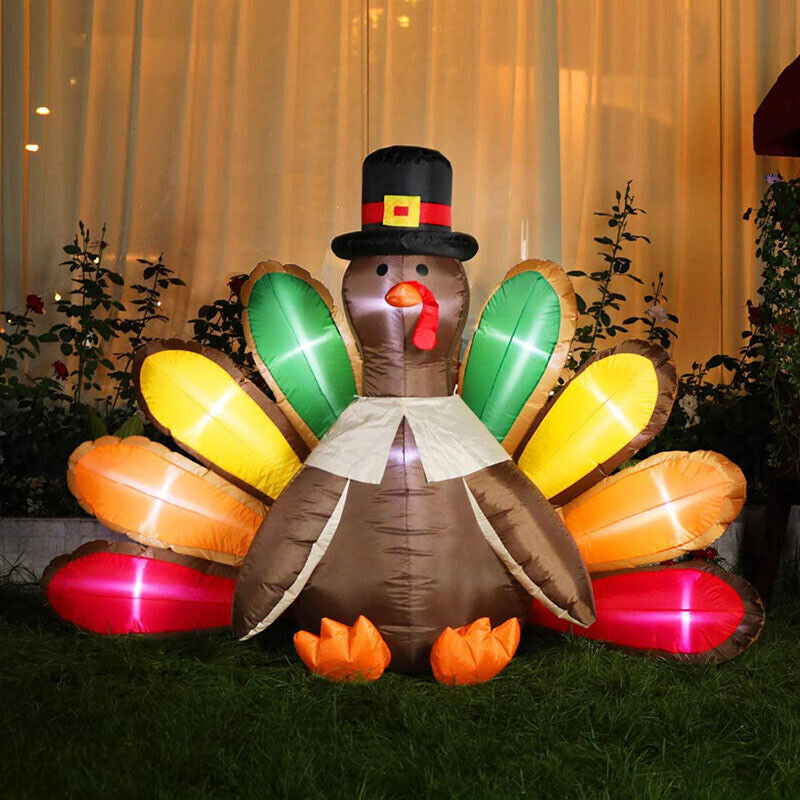 5Ft Inflatable Turkey LED Lighted Airblown Thanksgiving Outdoor Yard Decoration