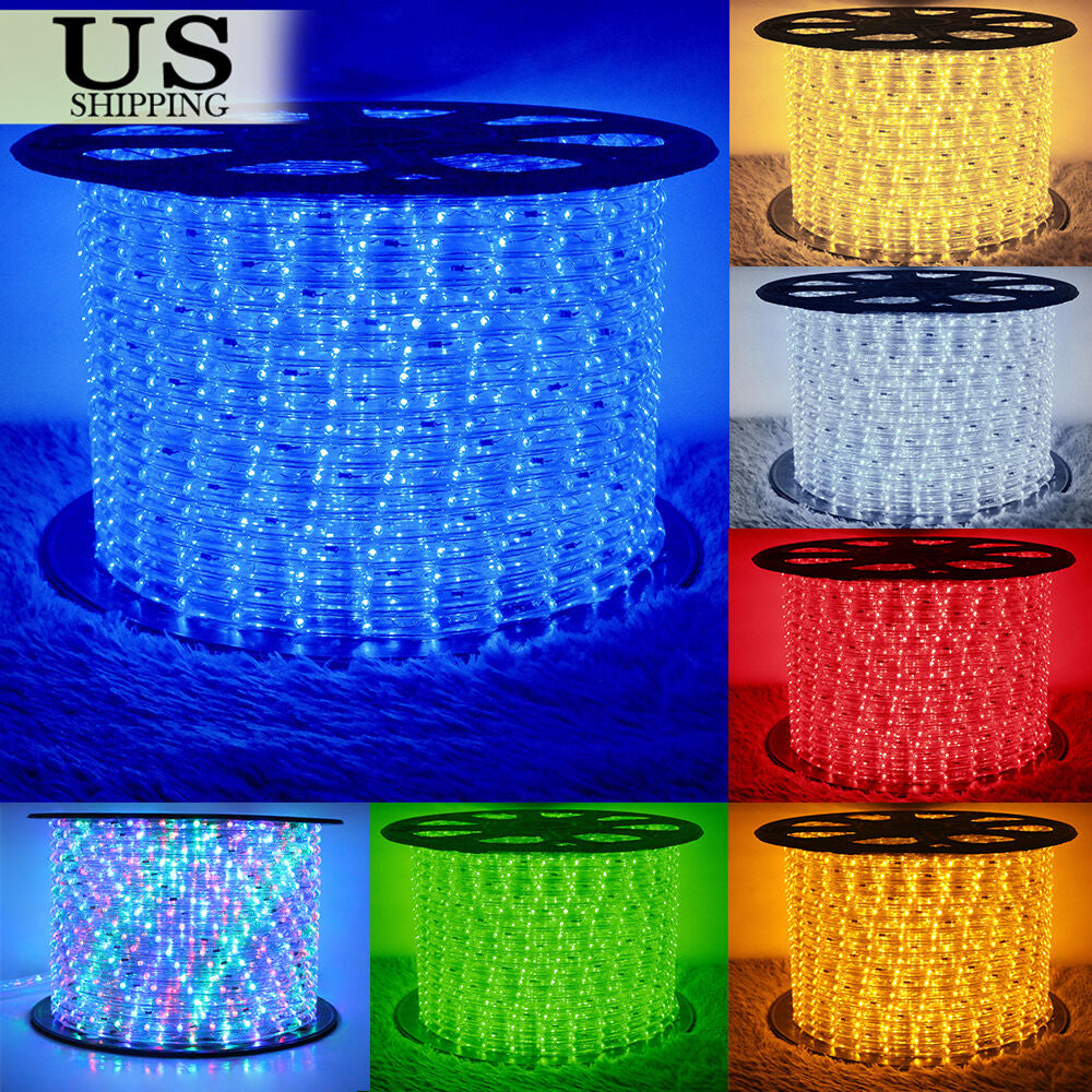 LED Rope Light 110V Garden Indoor Outdoor String Lighting Tube 50/150/100/300 Ft