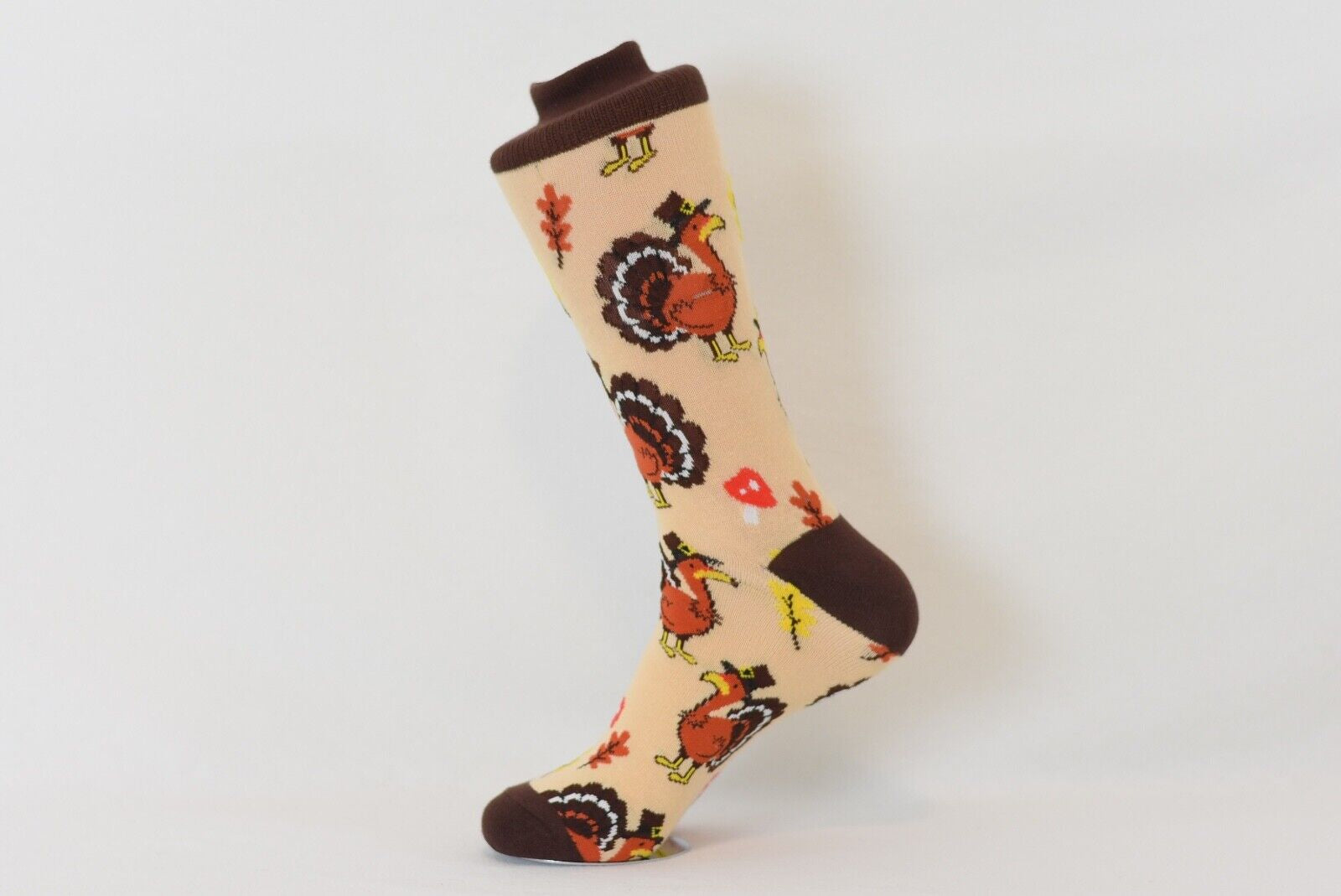 Men'S Thanksgiving Turkey Novelty Crew Socks Shoe Size 6-12.5