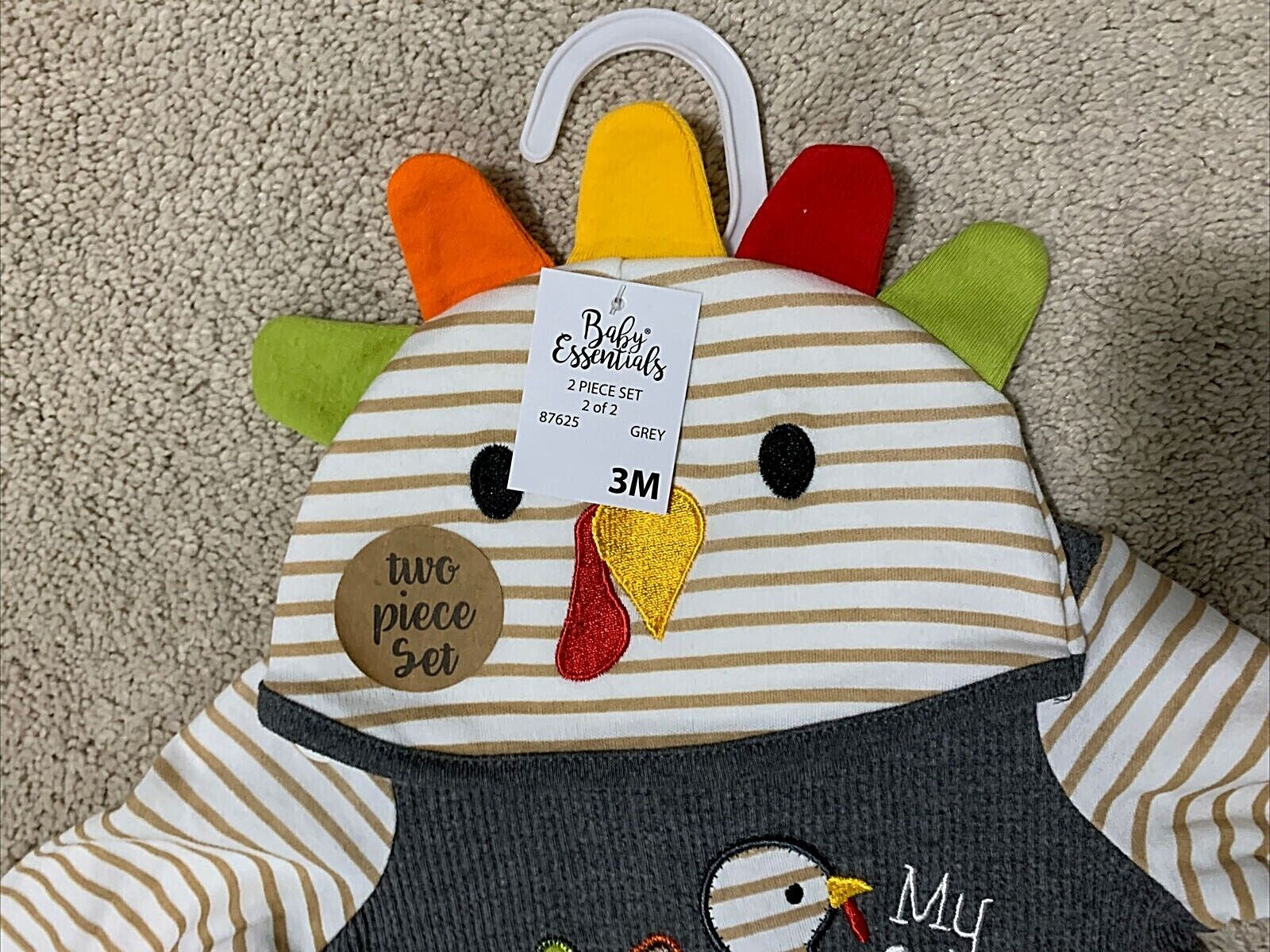 MY 1St THANKSGIVING 2-Piece Outfit Sleeper & Hat BABY ESSENTIALS 3 Mos. NEW