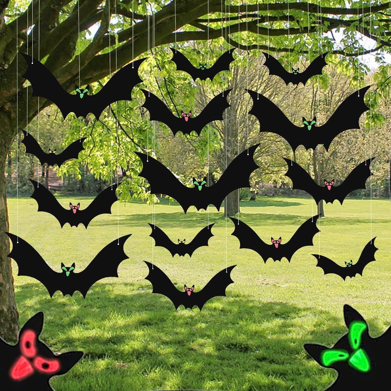 Halloween Hanging Decoration Outdoor Large Scary Flying Bat18Pcs Bats Spooky