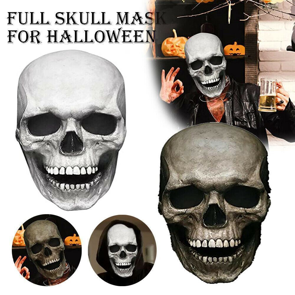 Halloween Skull Mask Full Head Helmet Movable Jaw Horror Party Pro Scary US 2022