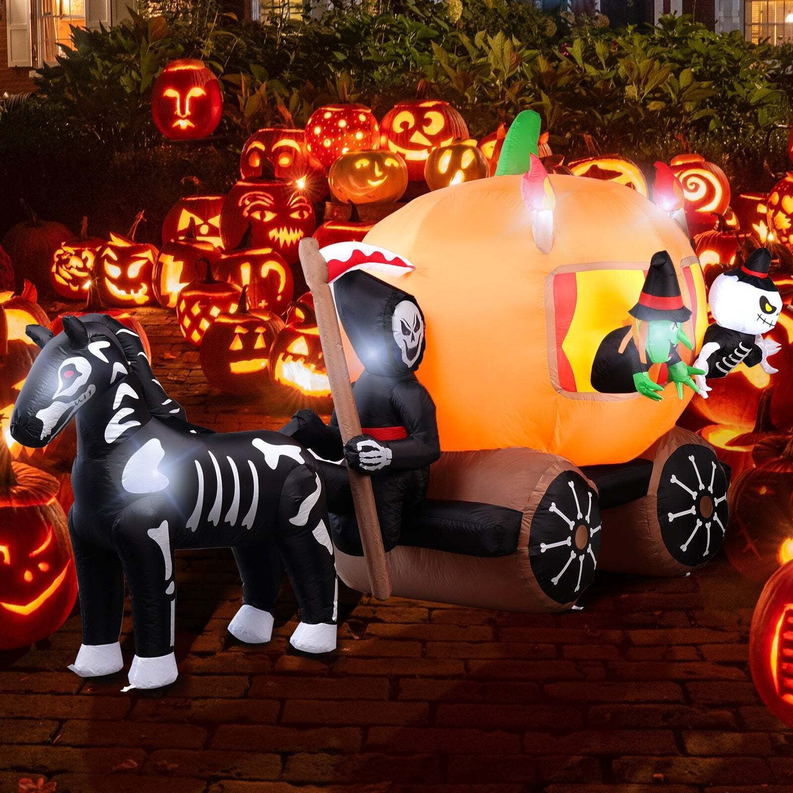 6FT TALL PUMPKIN CARRIAGE HALLOWEEN LED INFLATABLE