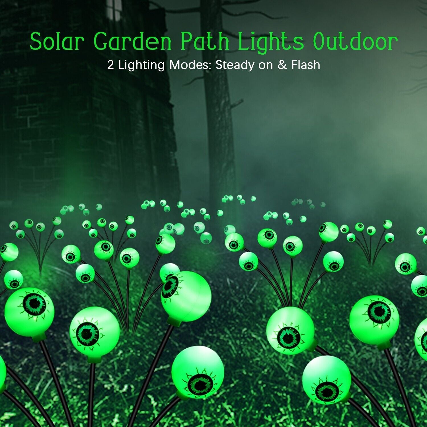 2 Pack LED Solar Eyeballs Light Garden Outdoor Waterproof Halloween Decor Lamp