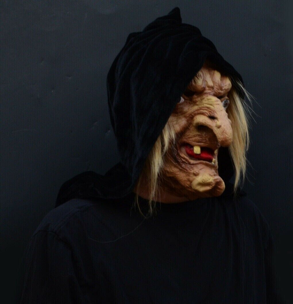 Halloween Witch Mask Scary Latex Old Lady Snow White Costume Mask with Hair