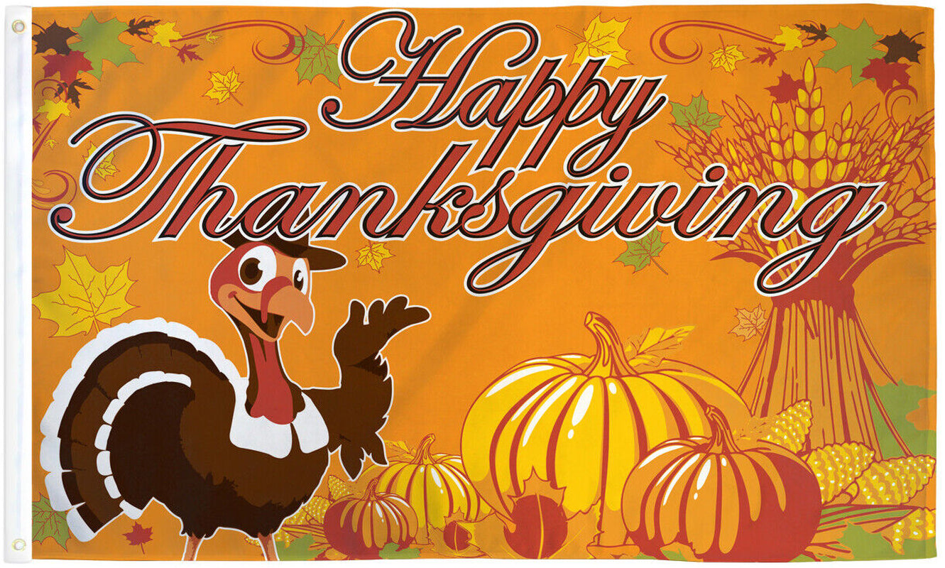 Happy Thanksgiving Flag 3X5Ft Happy Turkey Thanksgiving Decor Cute Holiday Flag