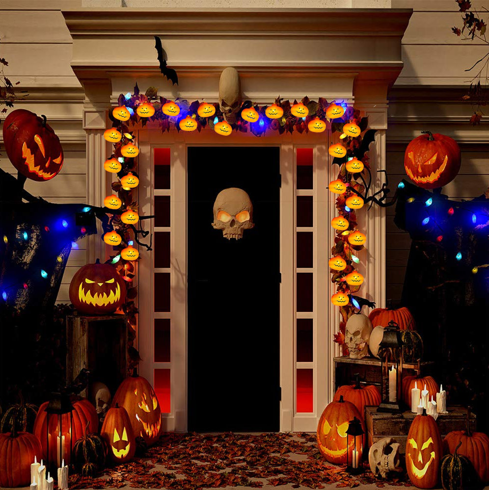 Halloween Solar Powered LED Jack O Lantern String Light 40 LED Pumpkin Light US