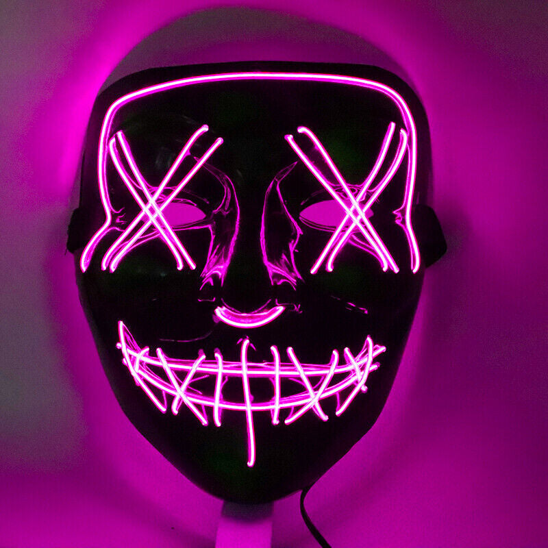 Costume Halloween Face Mask LED Light up 3 Modes Cosplay Clubbing Party Purge