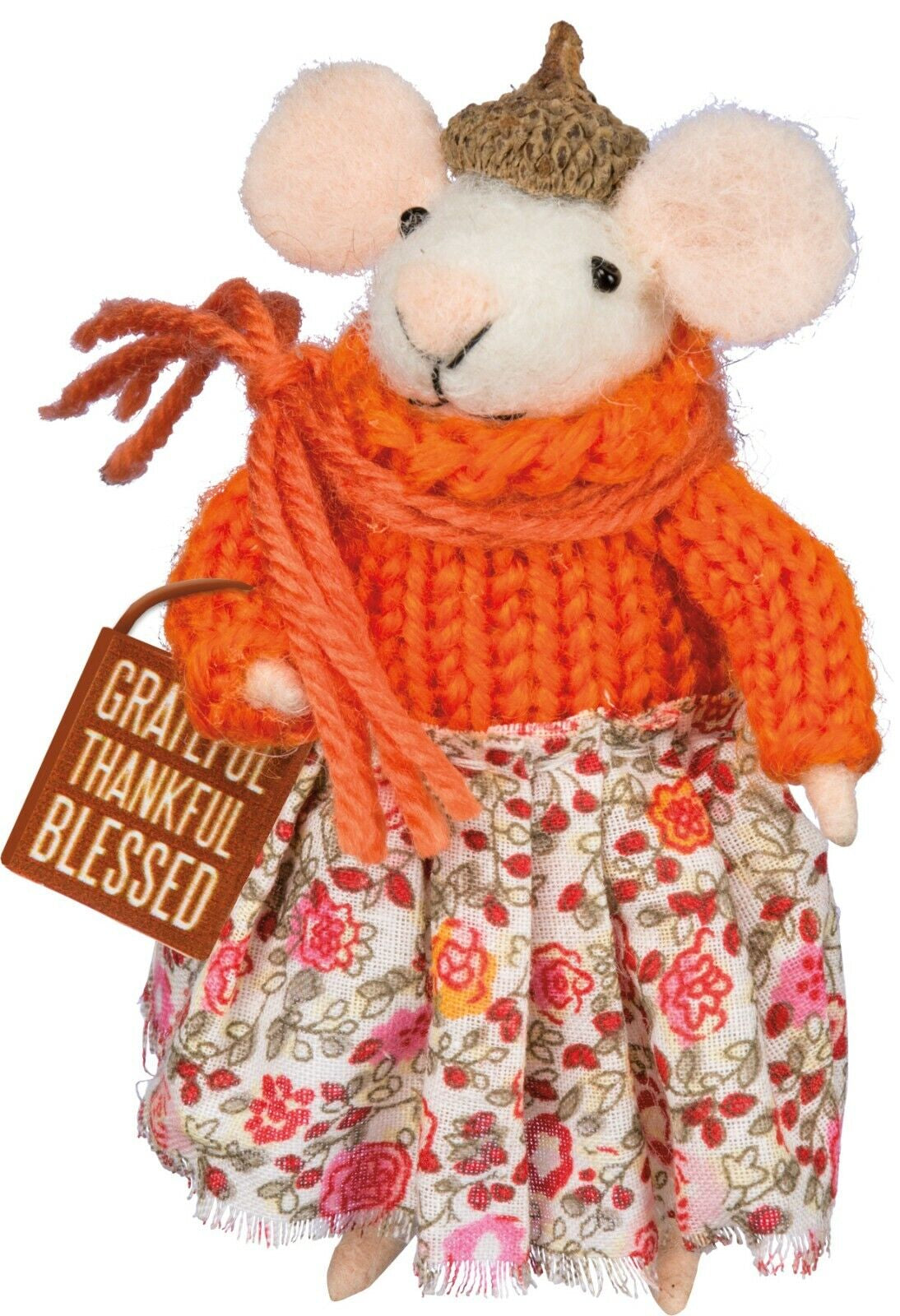 Primitives by Kathy Grateful Mouse Felt Critter Fall Thanksgiving Ornament