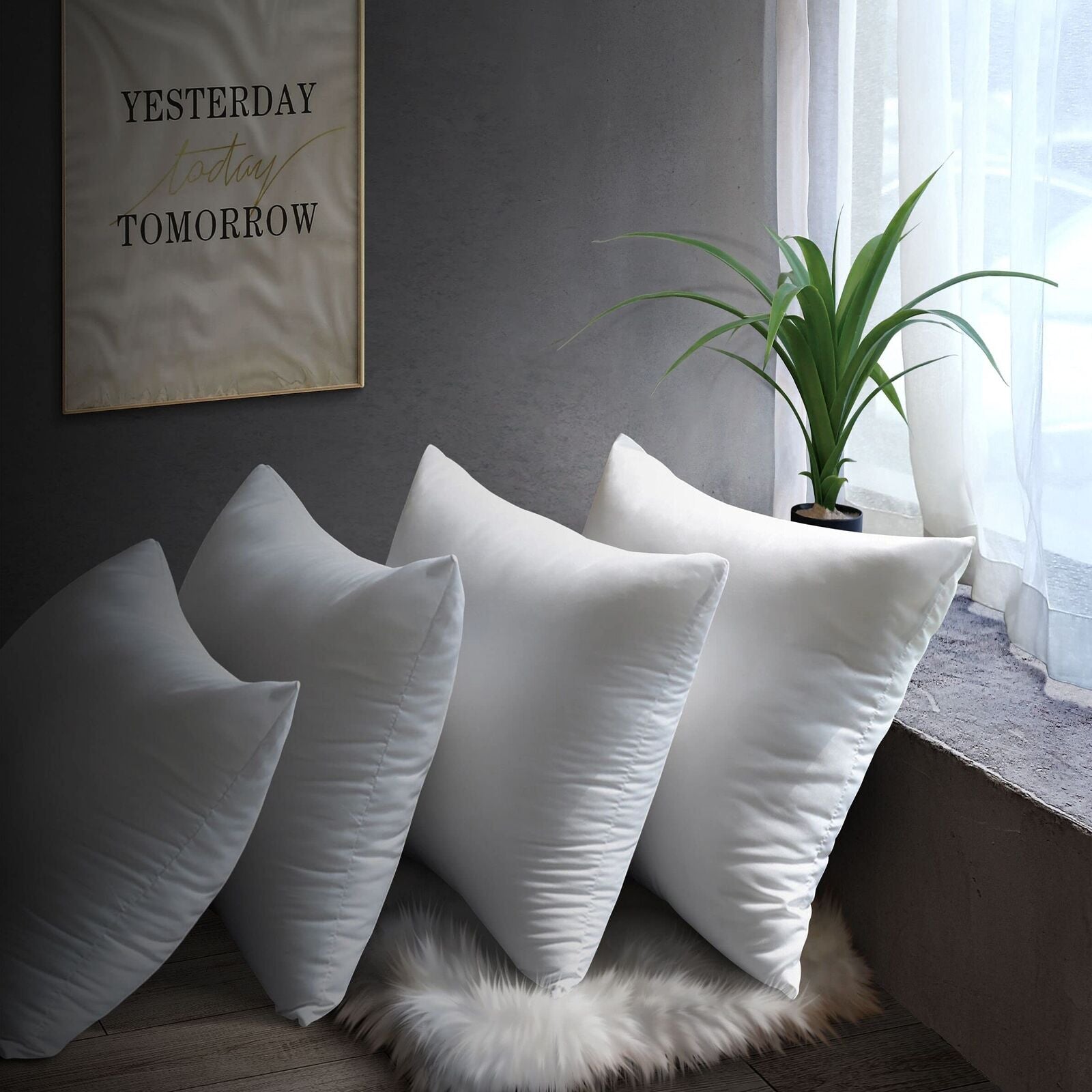 Pack of 4 18X18In Bedding Throw Pillows Insert Ultra Soft Bed & Couch Sofa Decor