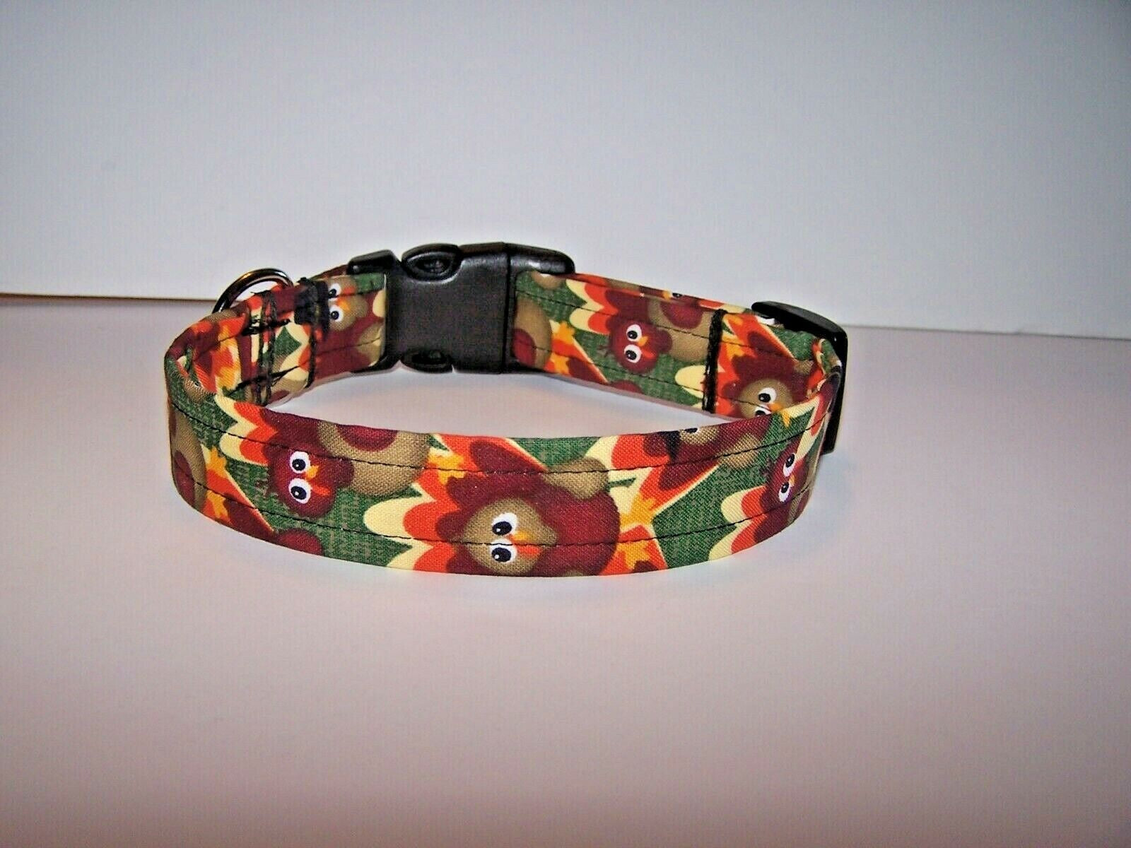 Wet Nose Designs Gobble Dog Collar Thanksgiving Fall Turkey Turkeys on Green