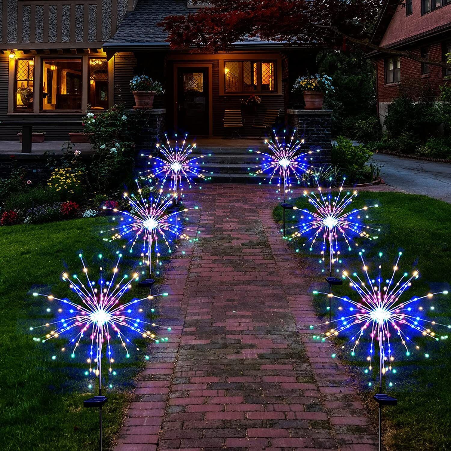 Solar Landscape Lights LED Solar Firework Light Fairy Garden Yard Outdoor Decor