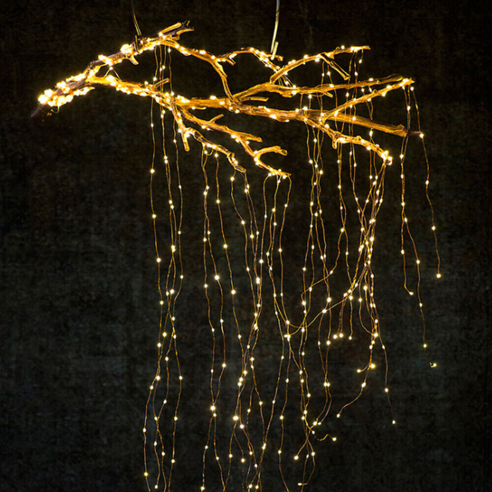 Solar Led String Lights Outdoor Waterfall Fairy Icicle Lamp Garden Halloween