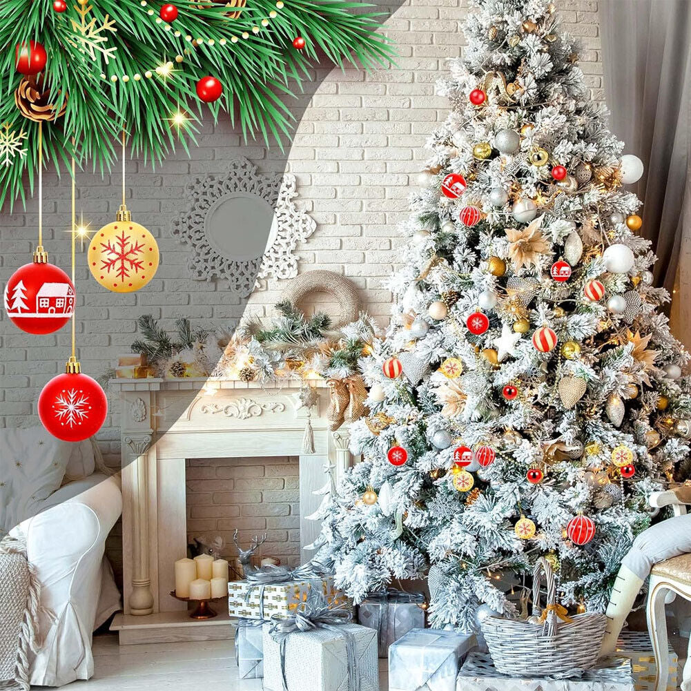44Pcs Mixed Christmas Balls Baubles Xmas Tree Ornament Home Hanging Decoration