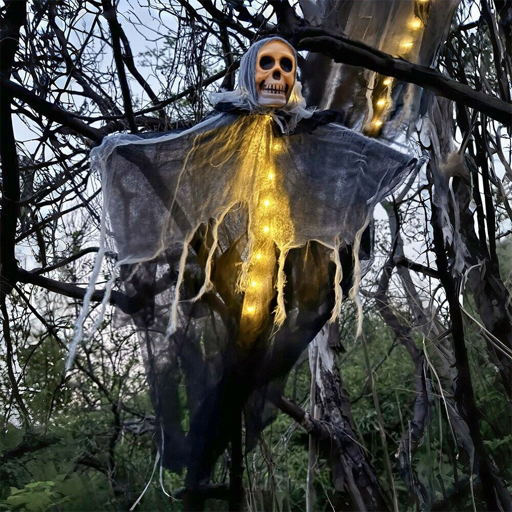 Halloween Haunted House Hanging Ghost W/ LED for Front Door Indoor/Outdoor Decor