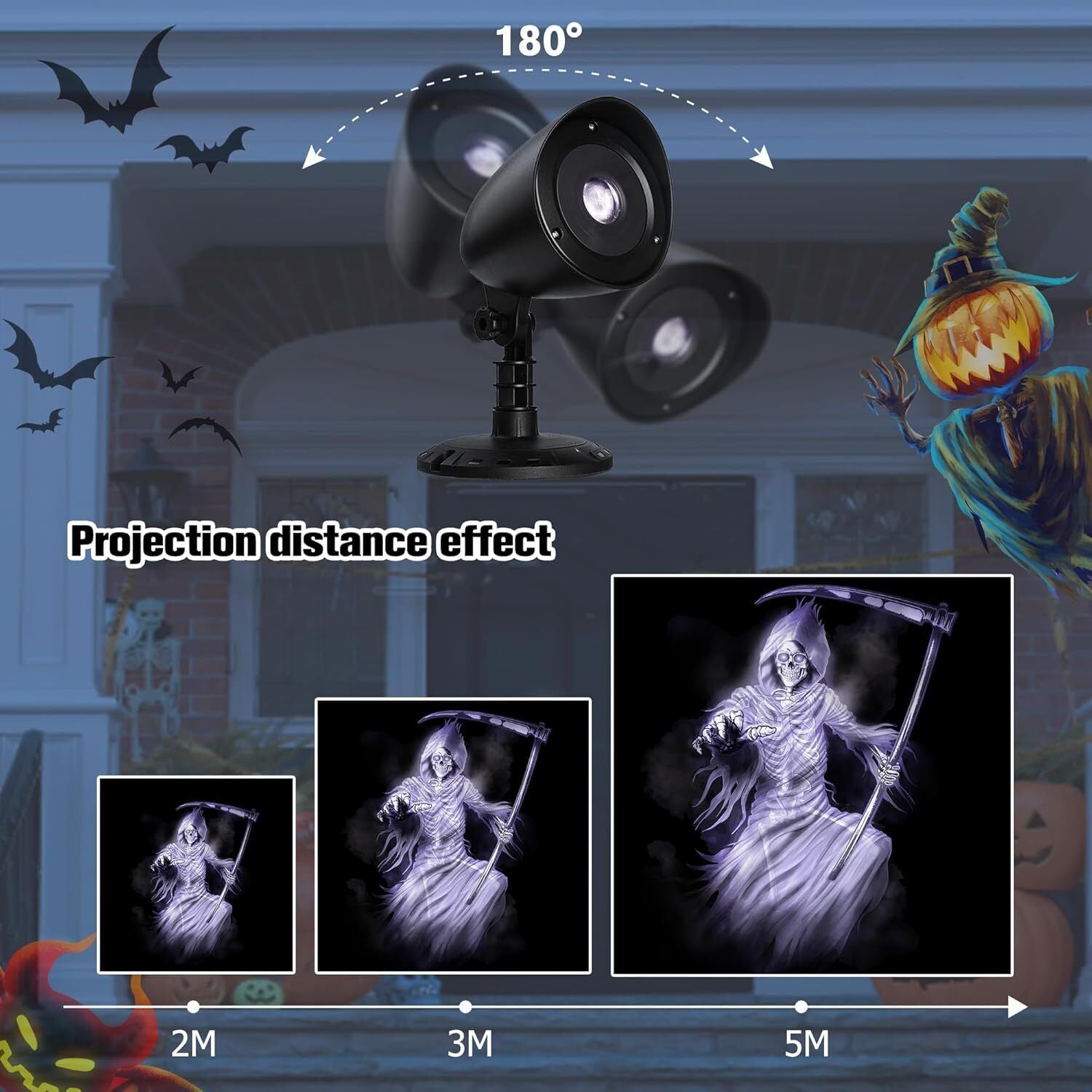 3D REAPER Halloween Projector Lights Outdoor Indoor Spooky Halloween Decoration