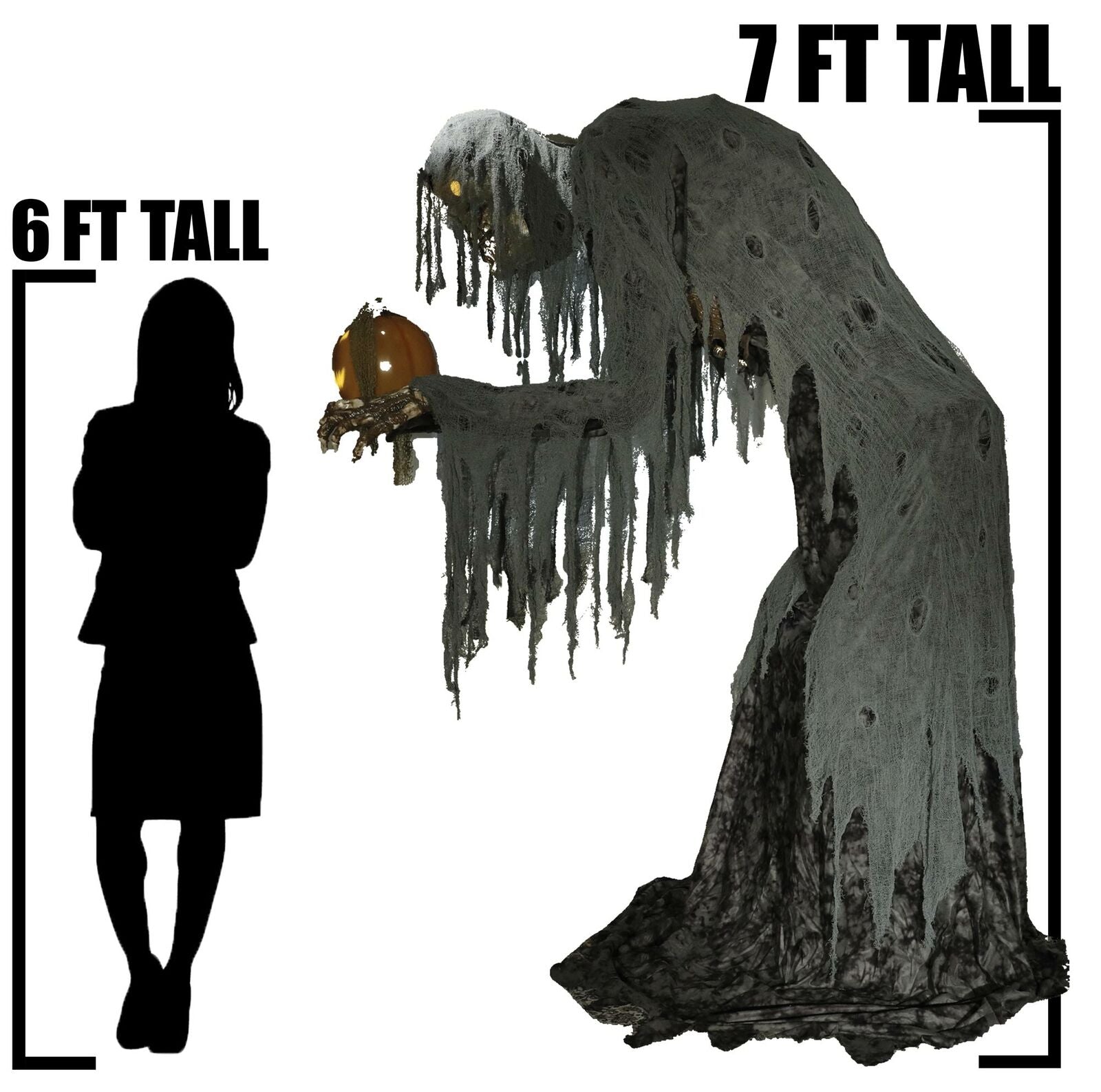 Jack Stalker Animated Prop 7 Feet Lifesize Animatronic Pumpkin Reaper Halloween