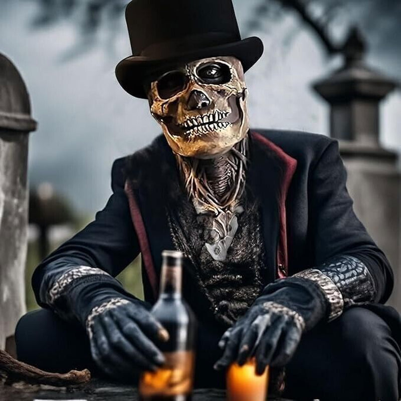 Halloween Skeleton Scary Mask Skull Full Head Cosplay Costume Horror Prop & Hat