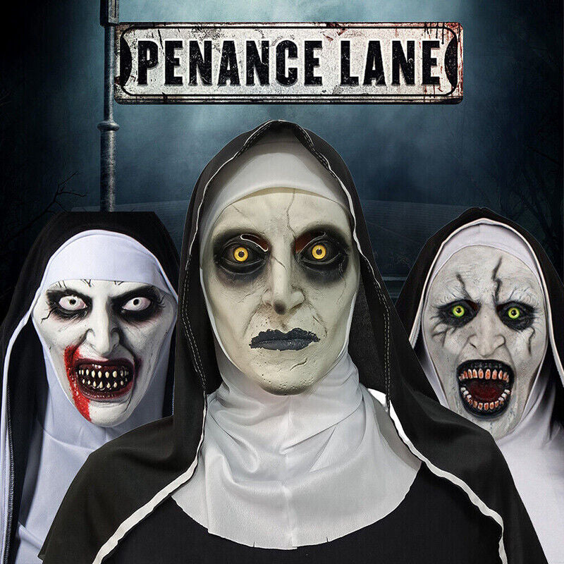 Scary Cosplay the Nun Full Face Halloween Mask Costume Horror Creepy Party Props