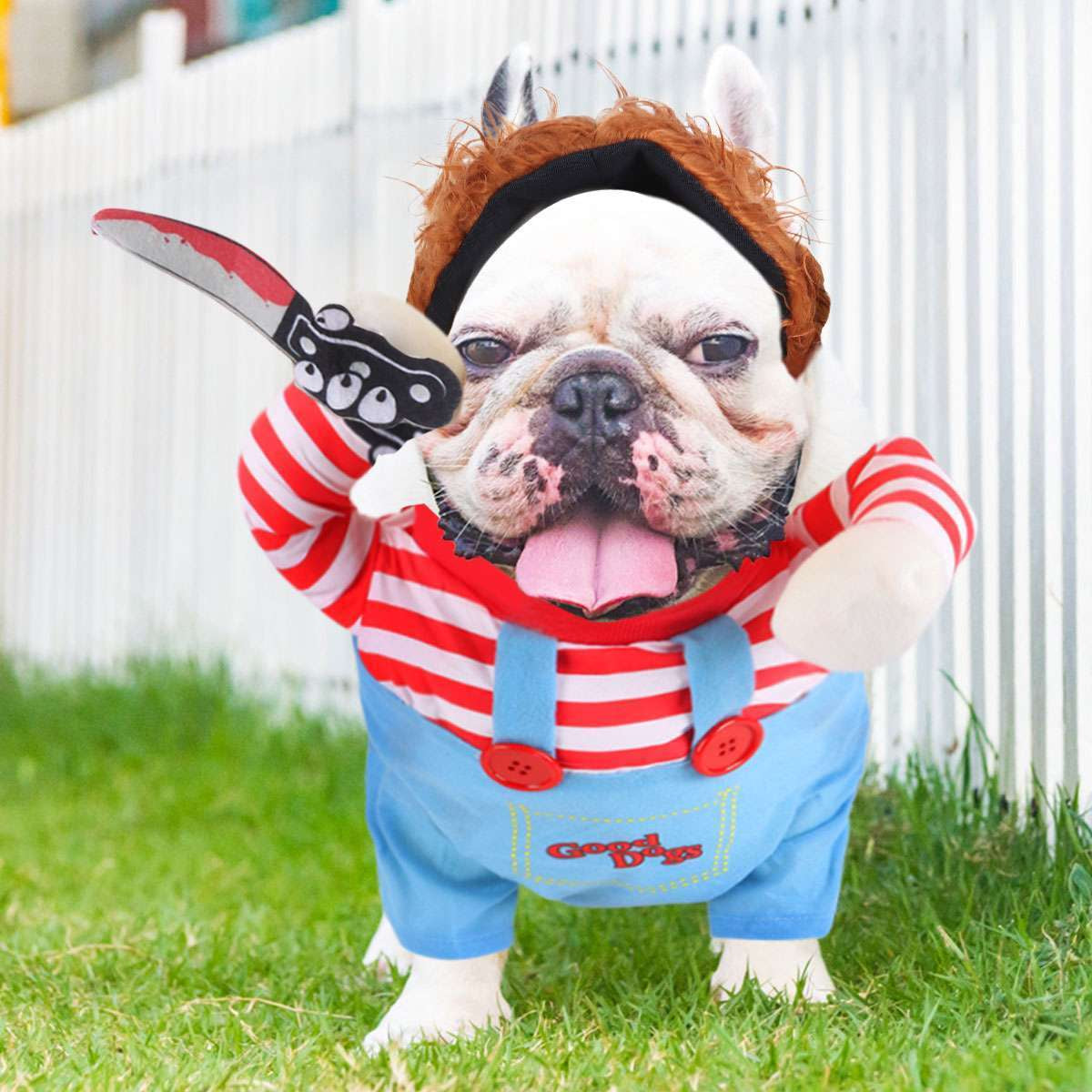 Chucky Dog Cosplay Fancy Costume Halloween Dog Clothes for Small Medium Dogs