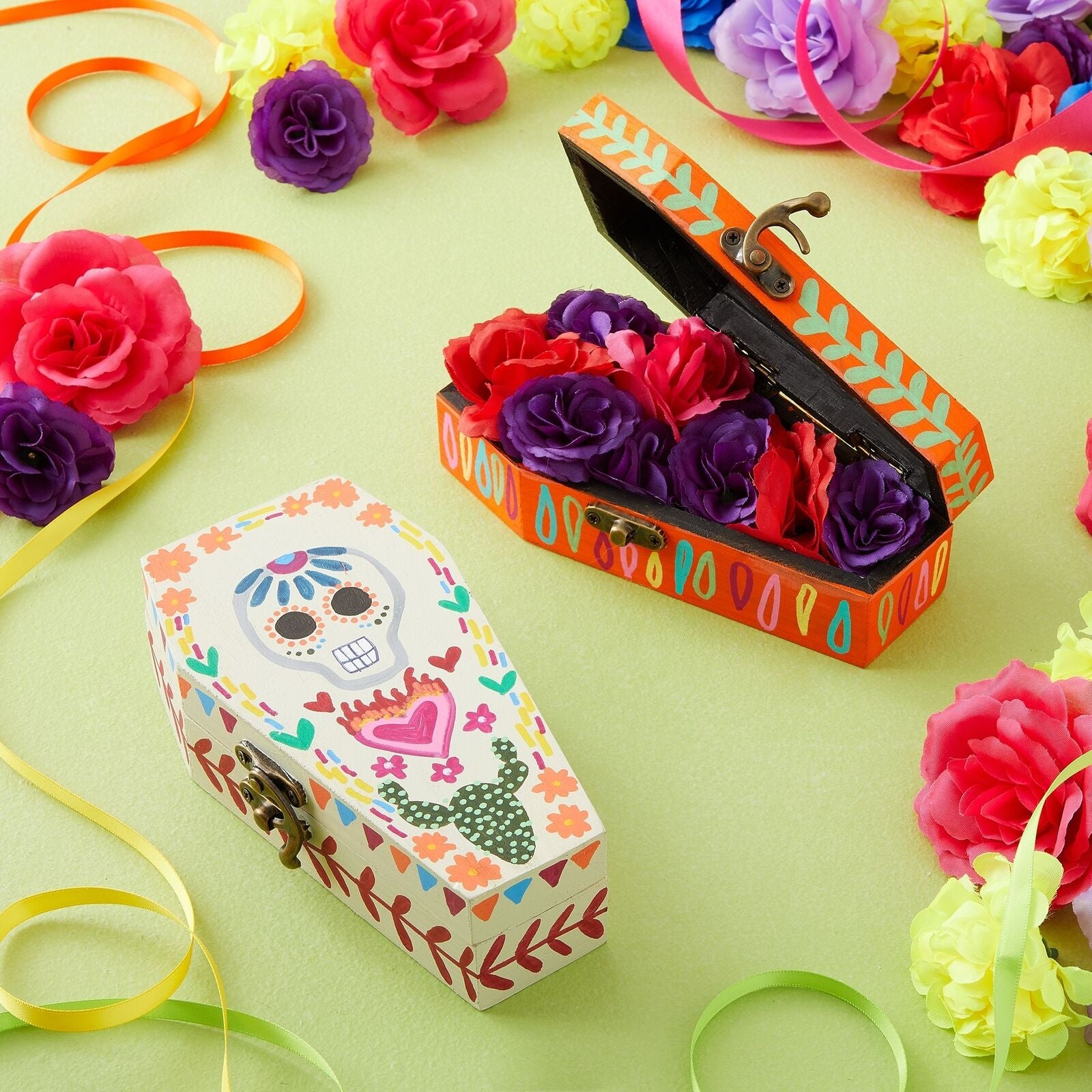 6 Pack Unfinished Halloween Coffin Box with Hinged Lids for Crafts 6 X 4 X 2 In