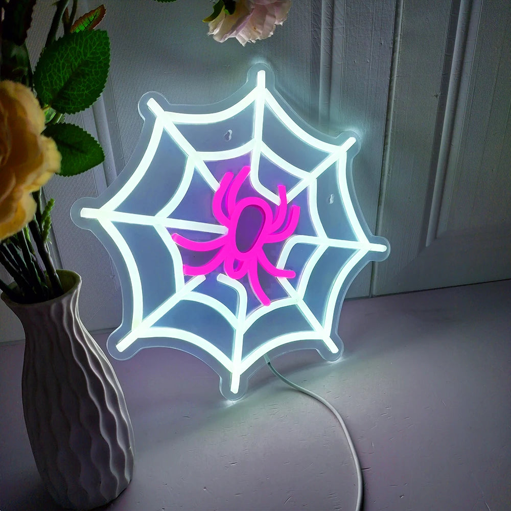 Halloween Trick or Treat Neon Sign , 16X11 in Dimmable USB Powered Halloween LED Red Light for Shop Bar Party Wall Decor
