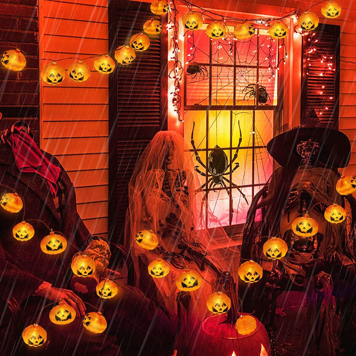 Halloween Pumpkin Lanterns String Lights 16.4FT 30 LED Jack O Lantern W/ Remote