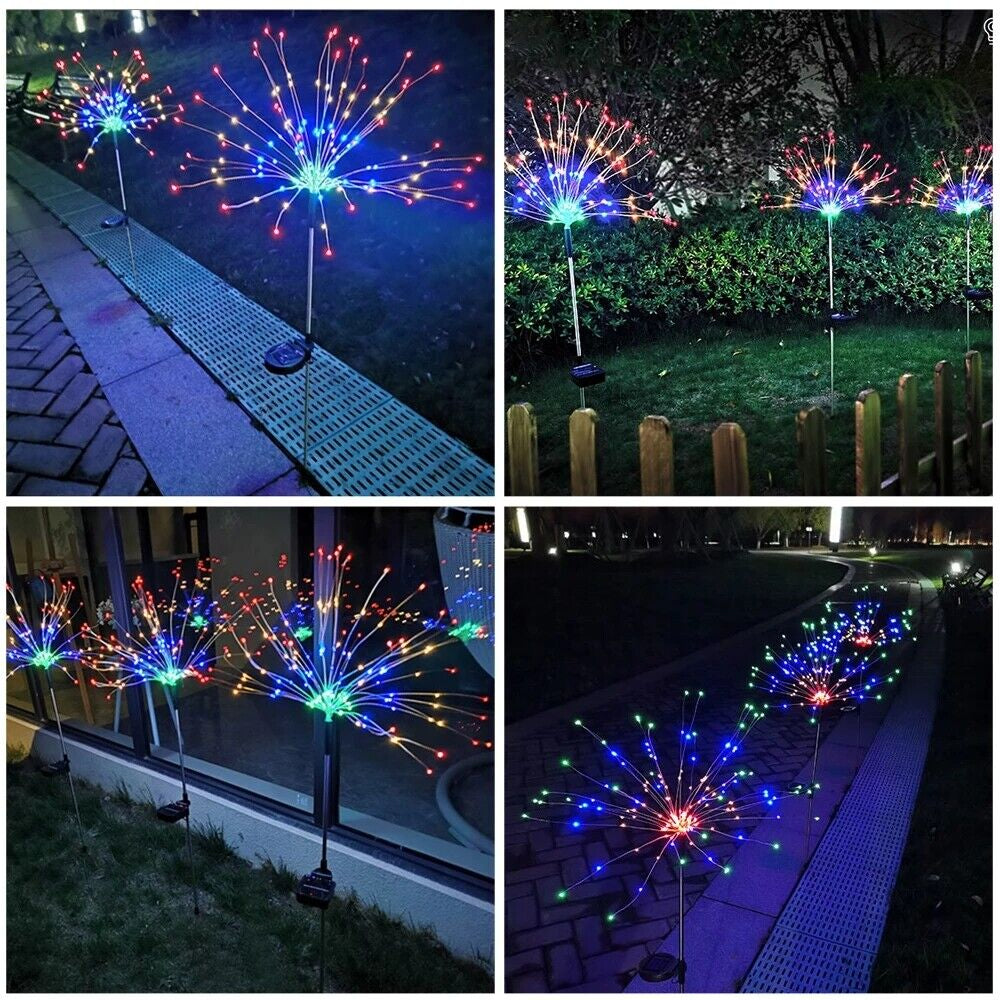 Solar Landscape Lights LED Solar Firework Light Fairy Garden Yard Outdoor Decor